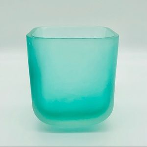 NIB West Elm Small Green Seaglass Candleholder, Votive 3.5" diameter x 3.7" h